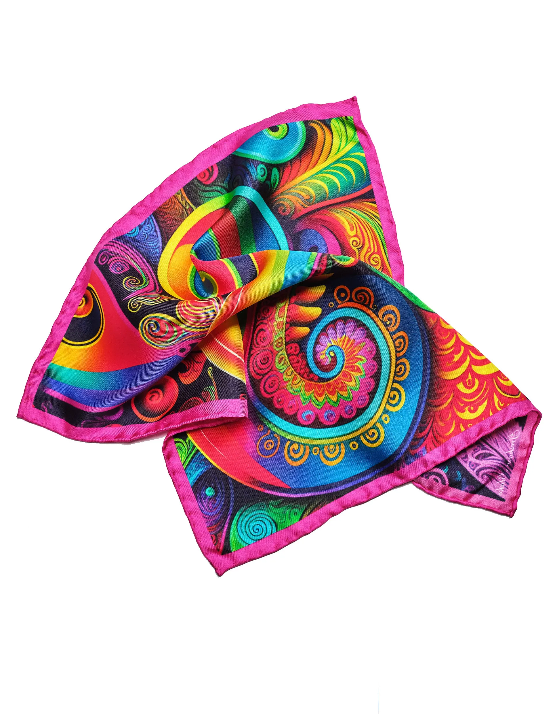 Rainbow Modern Paisley Silk Pocket Square