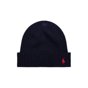 Ralph Lauren - Black knit hat with red polo pony branding