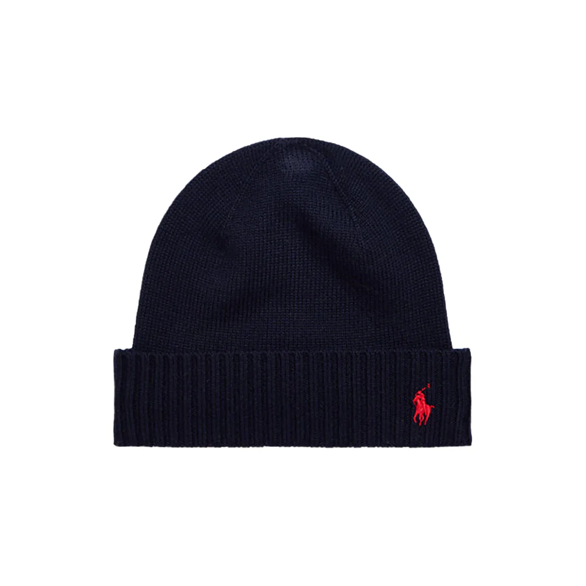 Ralph Lauren - Black knit hat with red polo pony branding