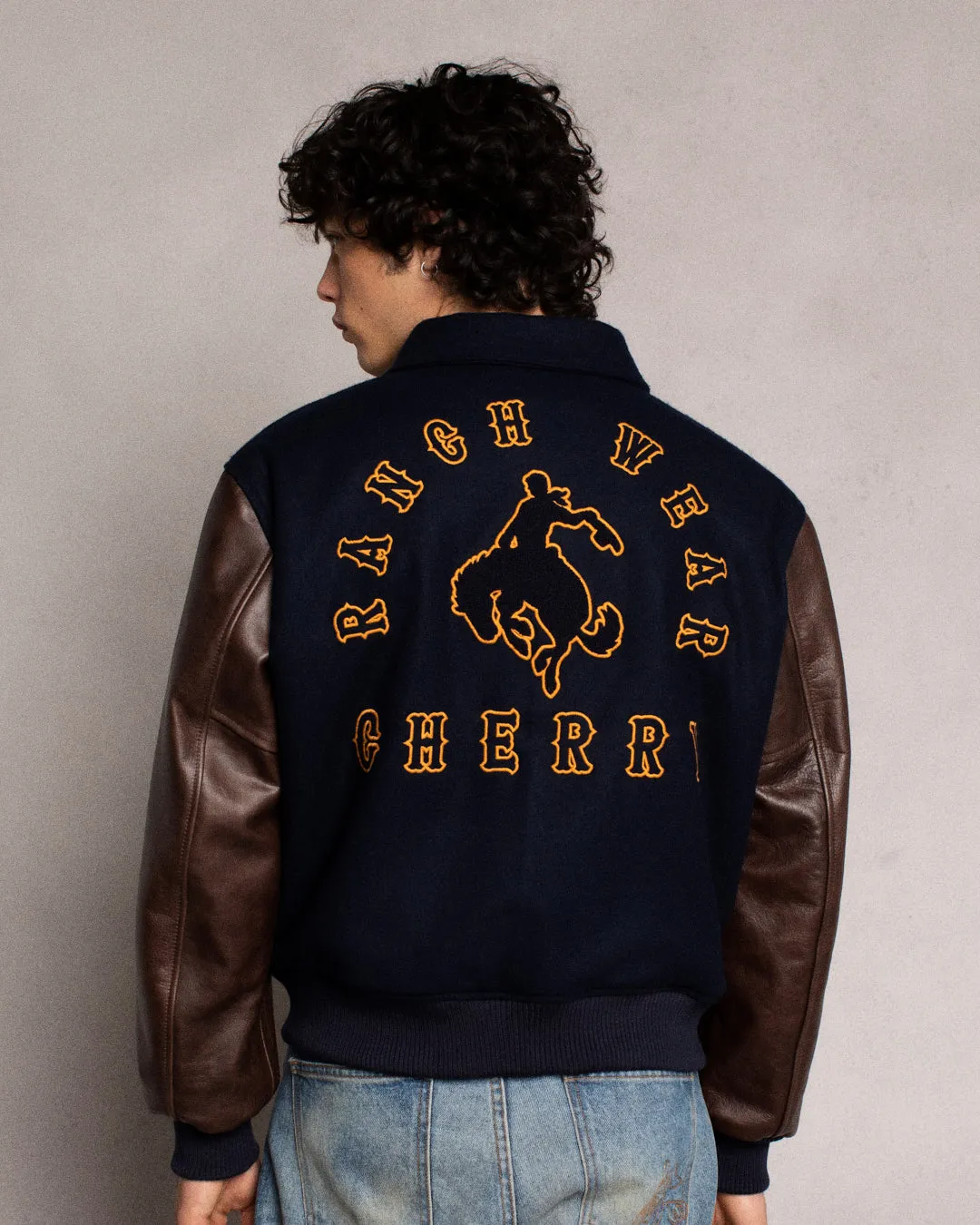 Ranch Wear Varsity Jacket (Navy/Brown)