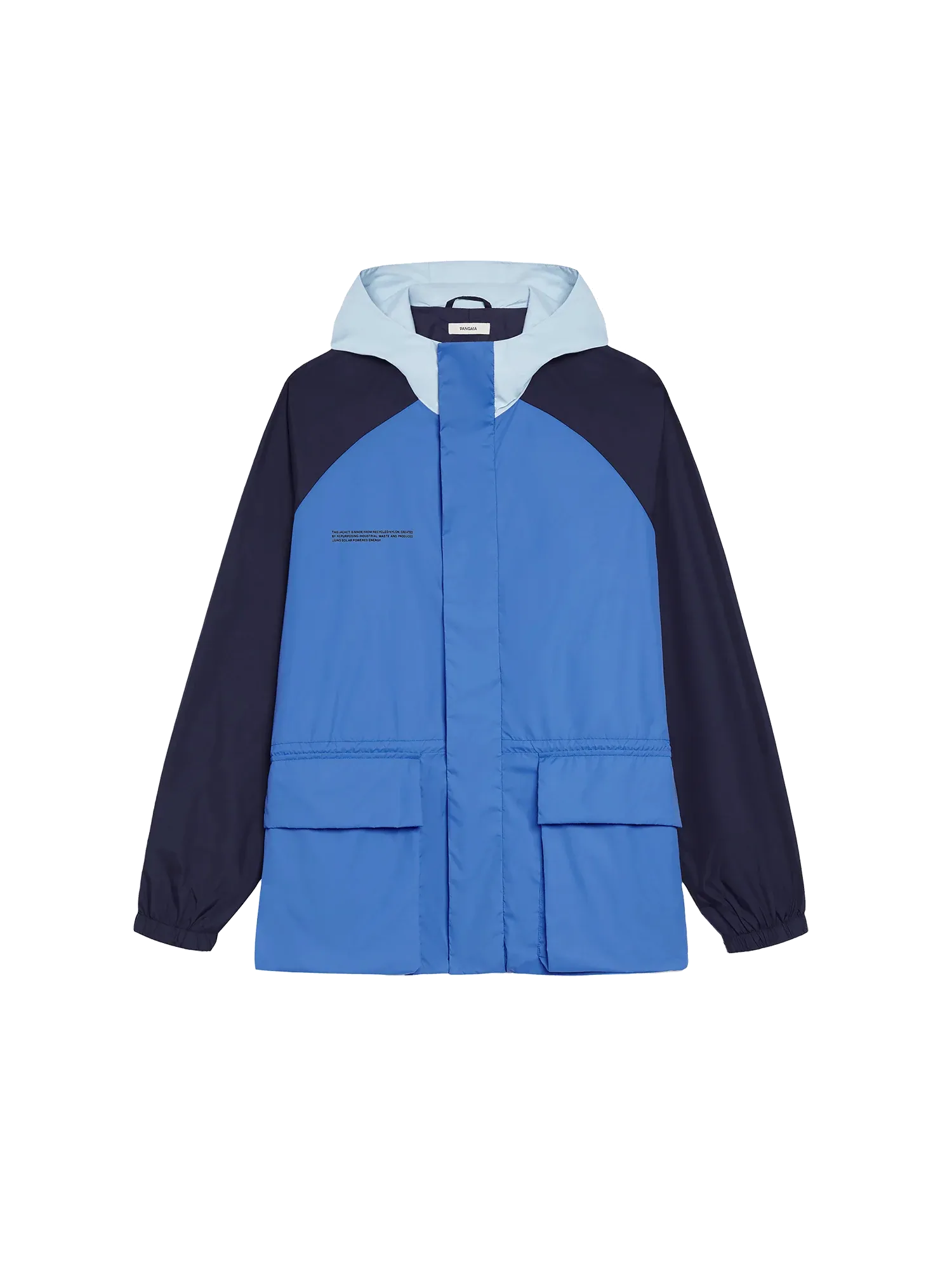 Recycled Nylon Color Block Jacket—cerulean blue