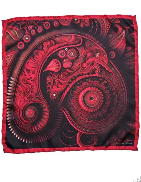 Red Modern Paisley Silk Pocket Square