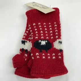 Red Sheep Wrist Warmers (100% Hand Knitted Wool)