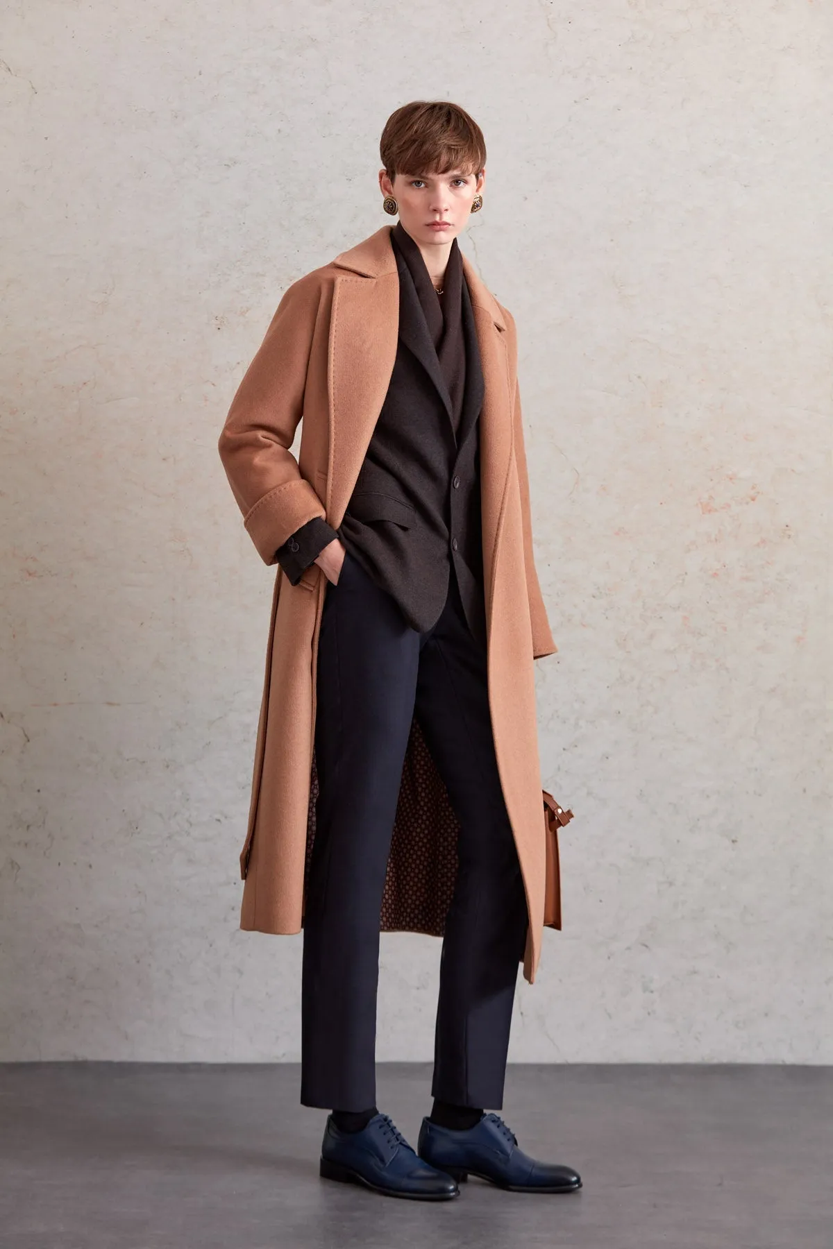 Regular Fit Diana Plain Belted Wool Coat