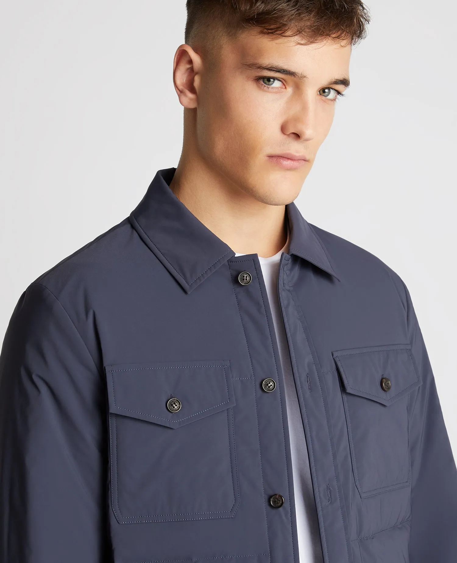 Regular Fit Padded Nylon Shirt Jacket