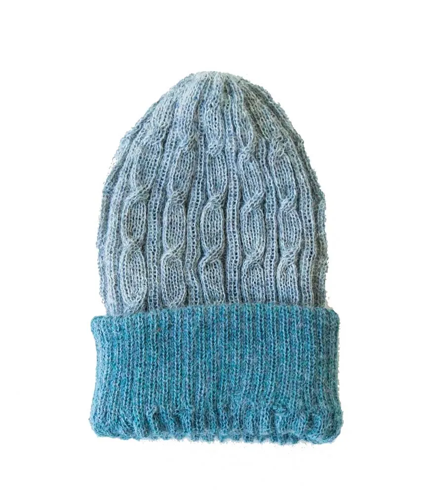 Reversible Alpaca Hand Knit Cable Hat - Fair Trade