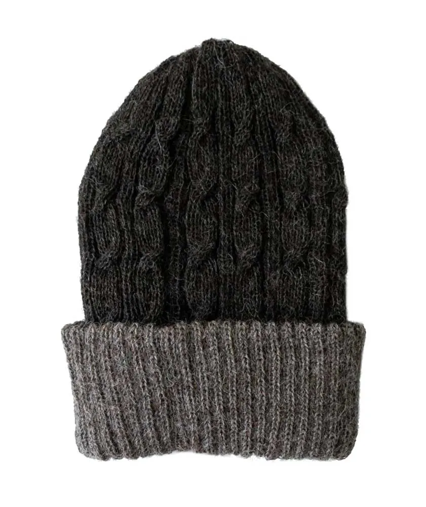 Reversible Alpaca Hand Knit Cable Hat - Fair Trade