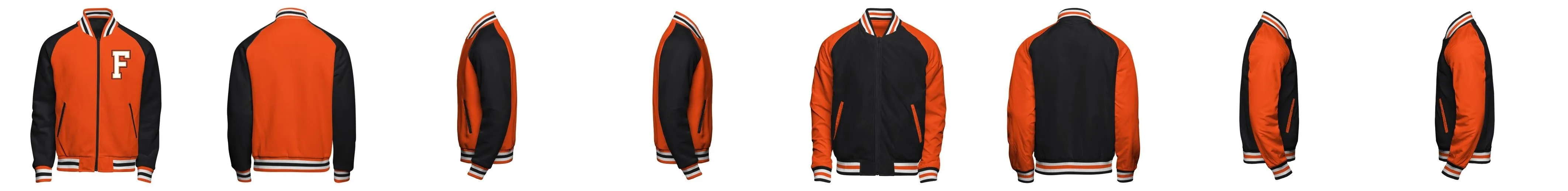 Reversible Cotton Fleece Varsity Jacket Zip Up