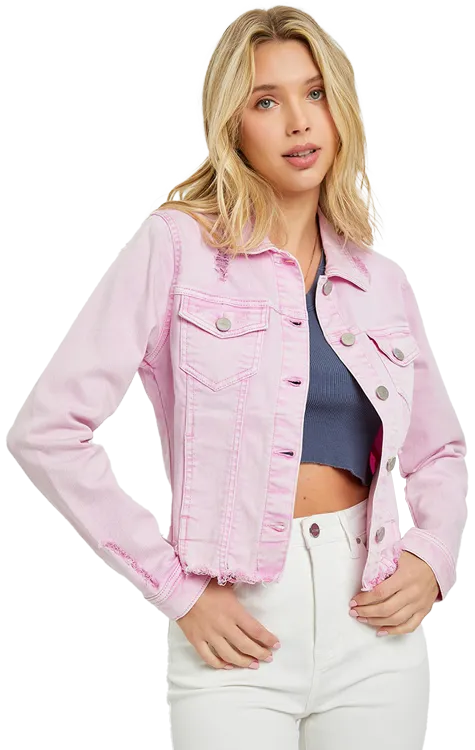 Risen Acid Pink Fray Hem Jacket