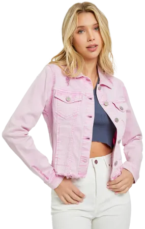 Risen Acid Pink Fray Hem Jacket