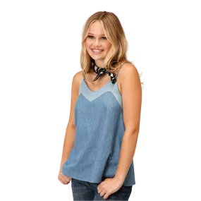 Roper Women's Cotton Demin Tank Top Blue Blouse