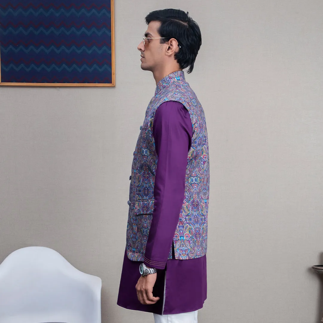 Rudransh Abstract Print Nehru Jacket