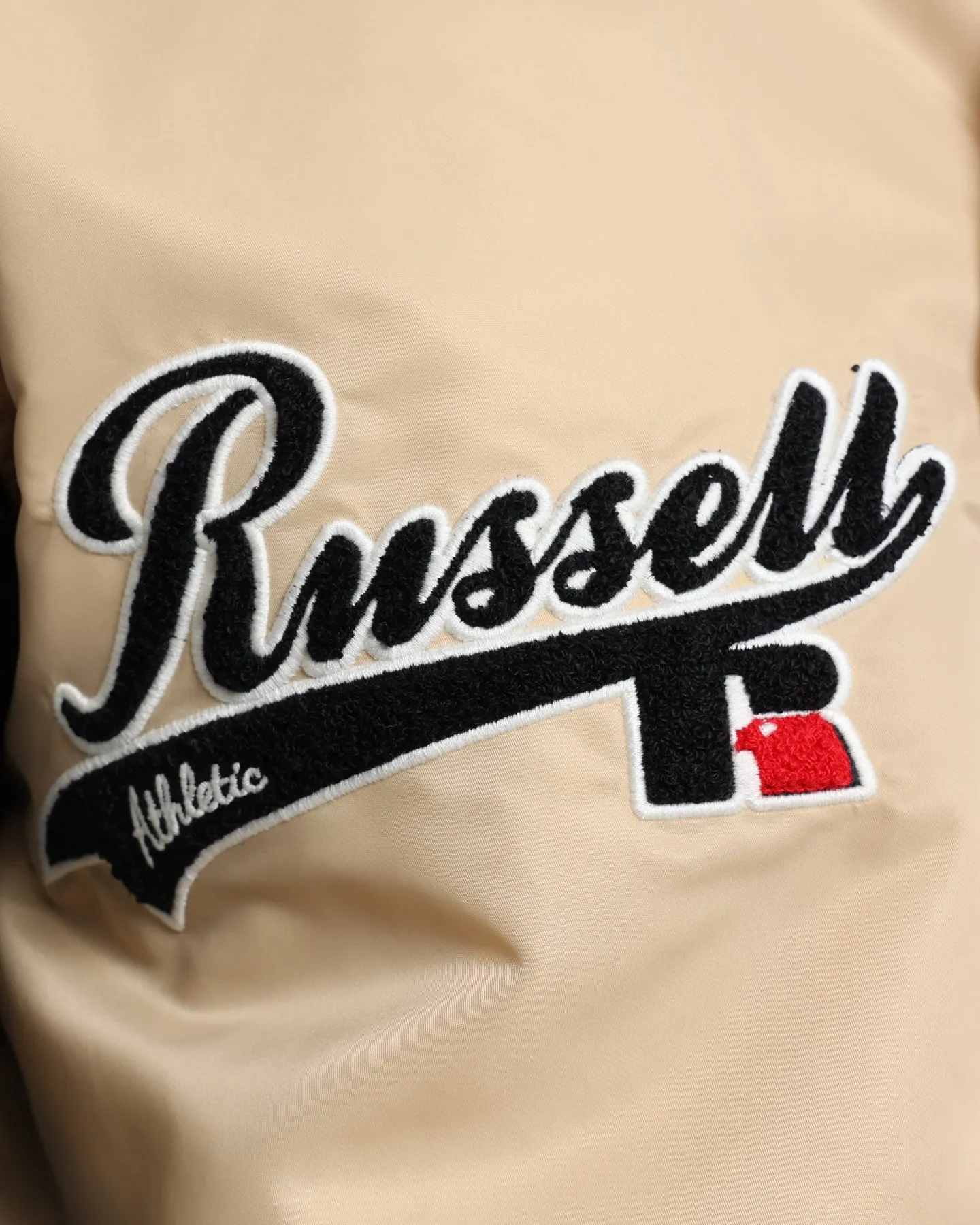 Russell Athletic Satin Varsity Badge Jacket Stone