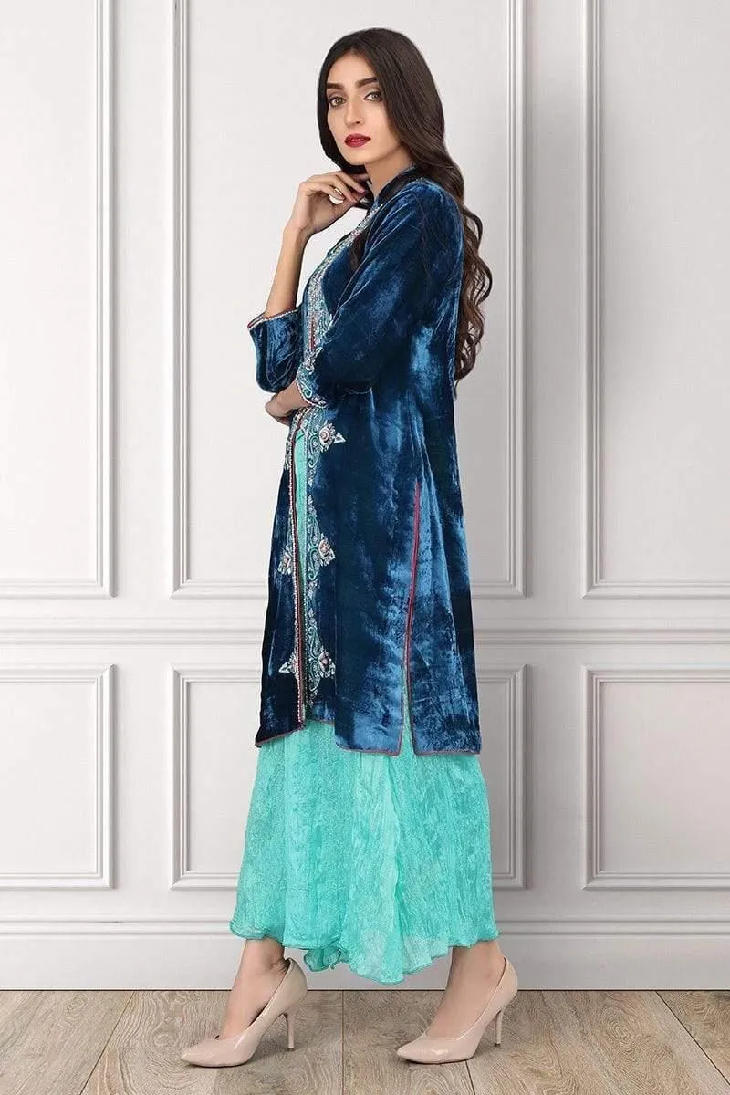 Sadia Aamir - Persian Blue Anahita - SAL-01 - Embroidered - 1 Piece