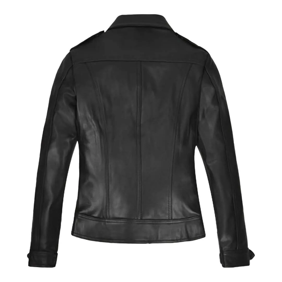 Scott Black Belted Leather Bomber Jacket