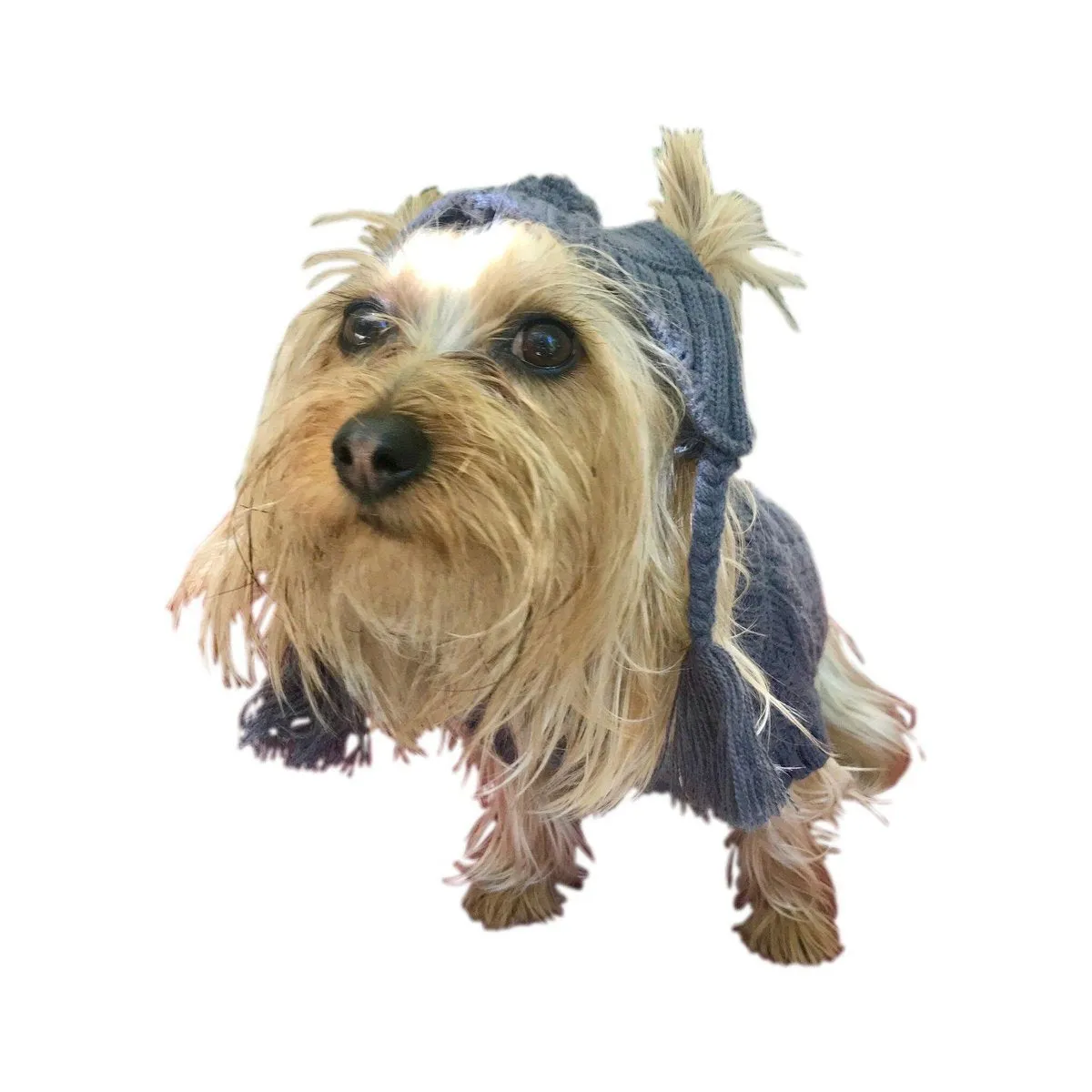 Scottish Cable Knit Dog Hat Charcoal