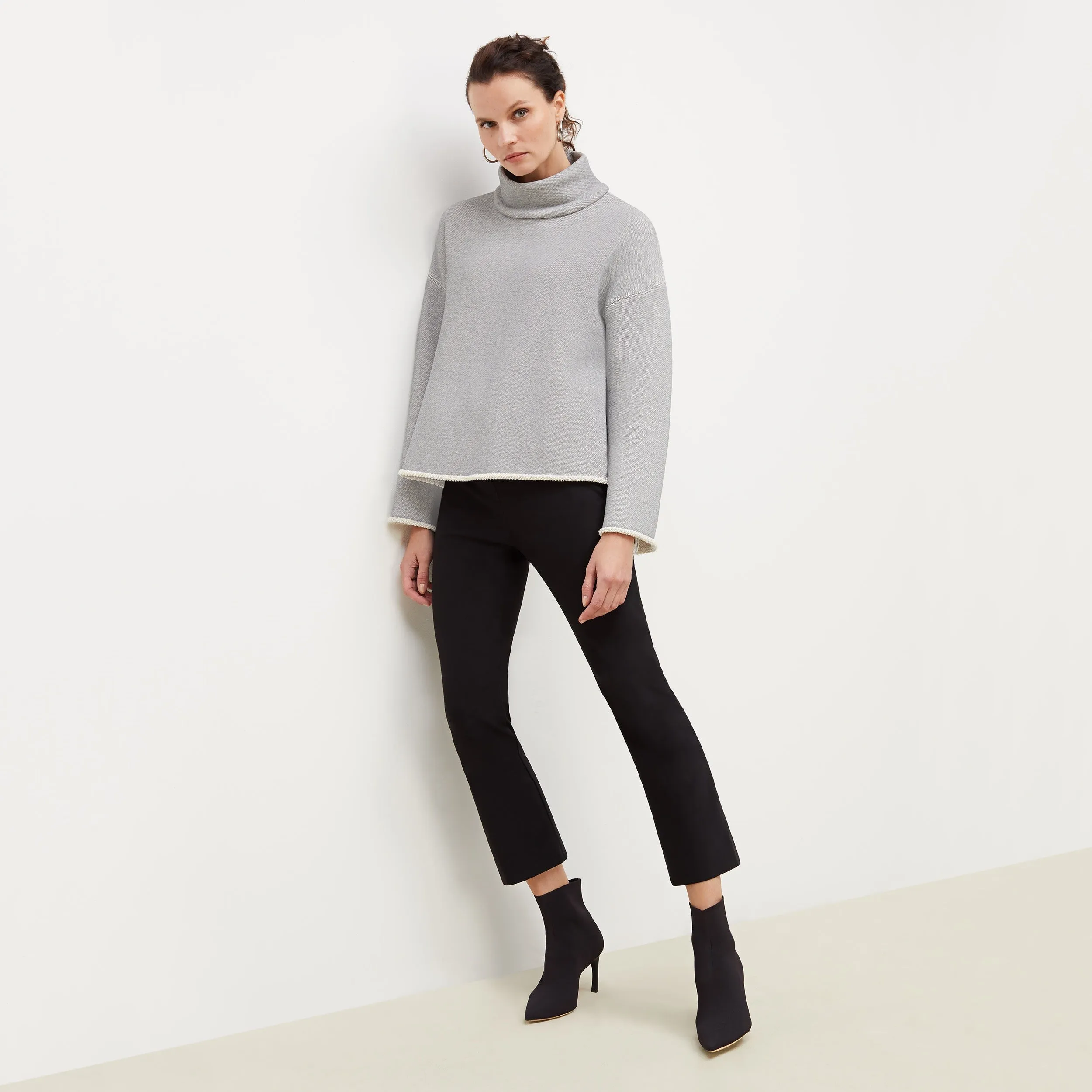 Sharon Top - Plush Terry :: Gray / Ivory