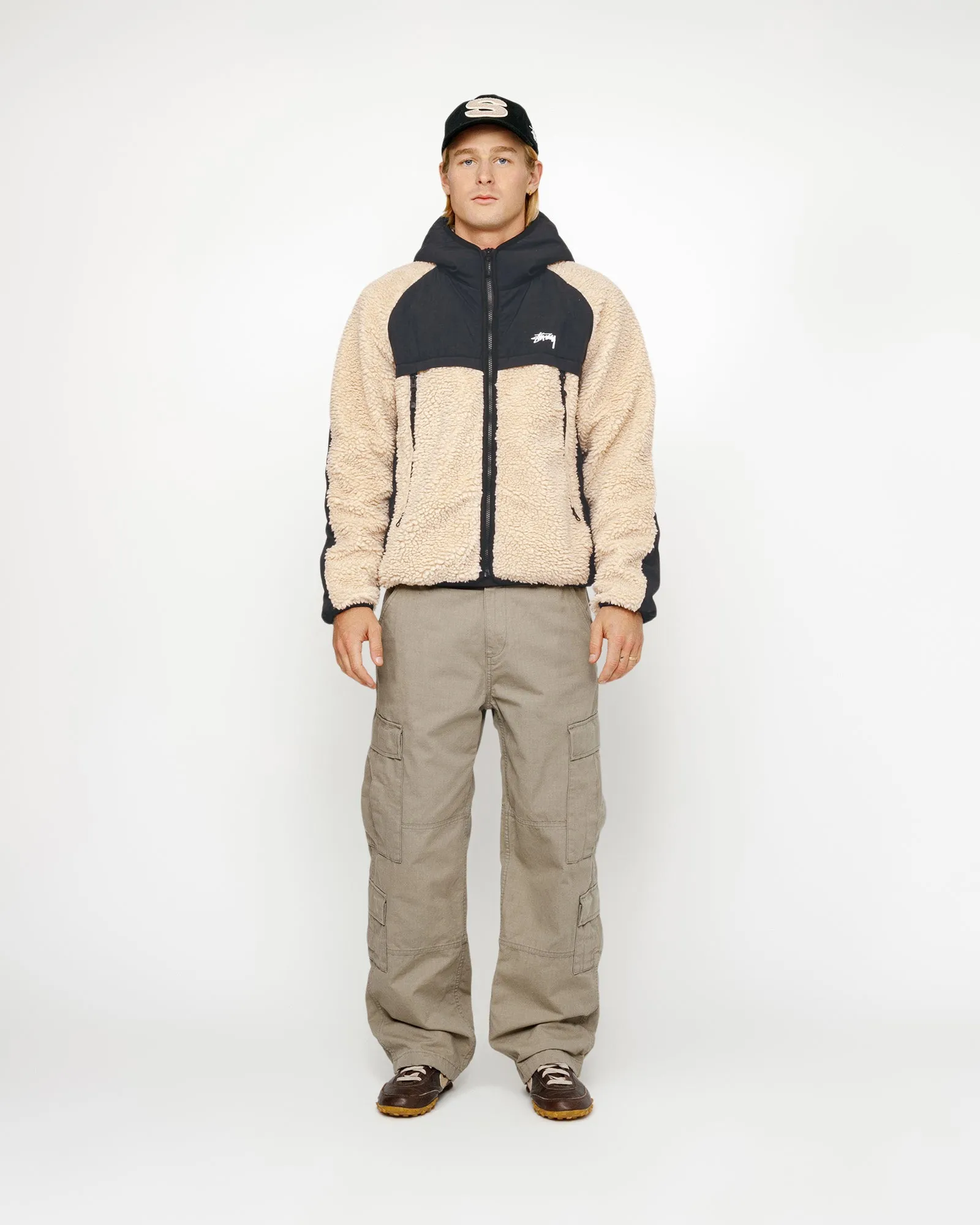 SHERPA PANELED HOODED JACKET