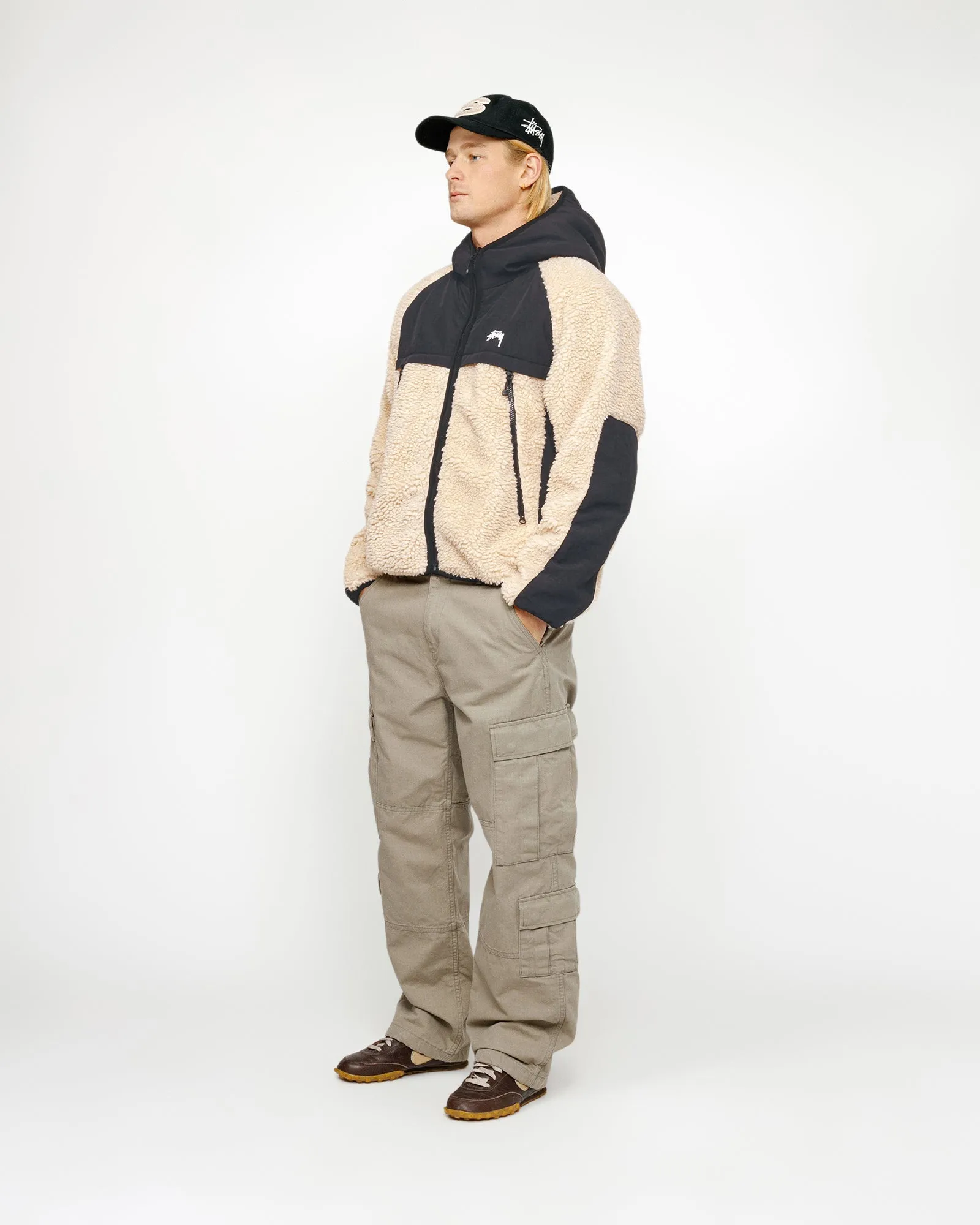 SHERPA PANELED HOODED JACKET