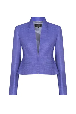 Silk Jacket with Fitted Waist in Jacaranda Raw Silk - Margo