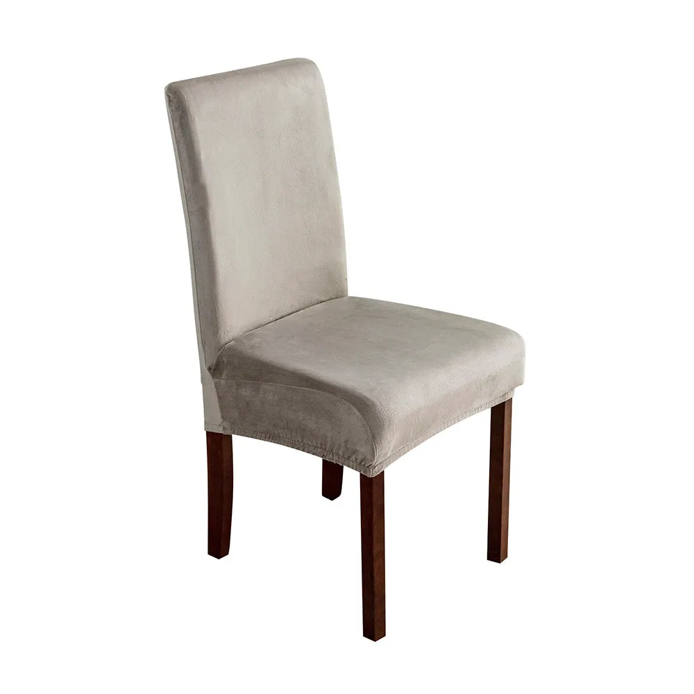 Silver Fleece Solid Color Stretch Chair Cover