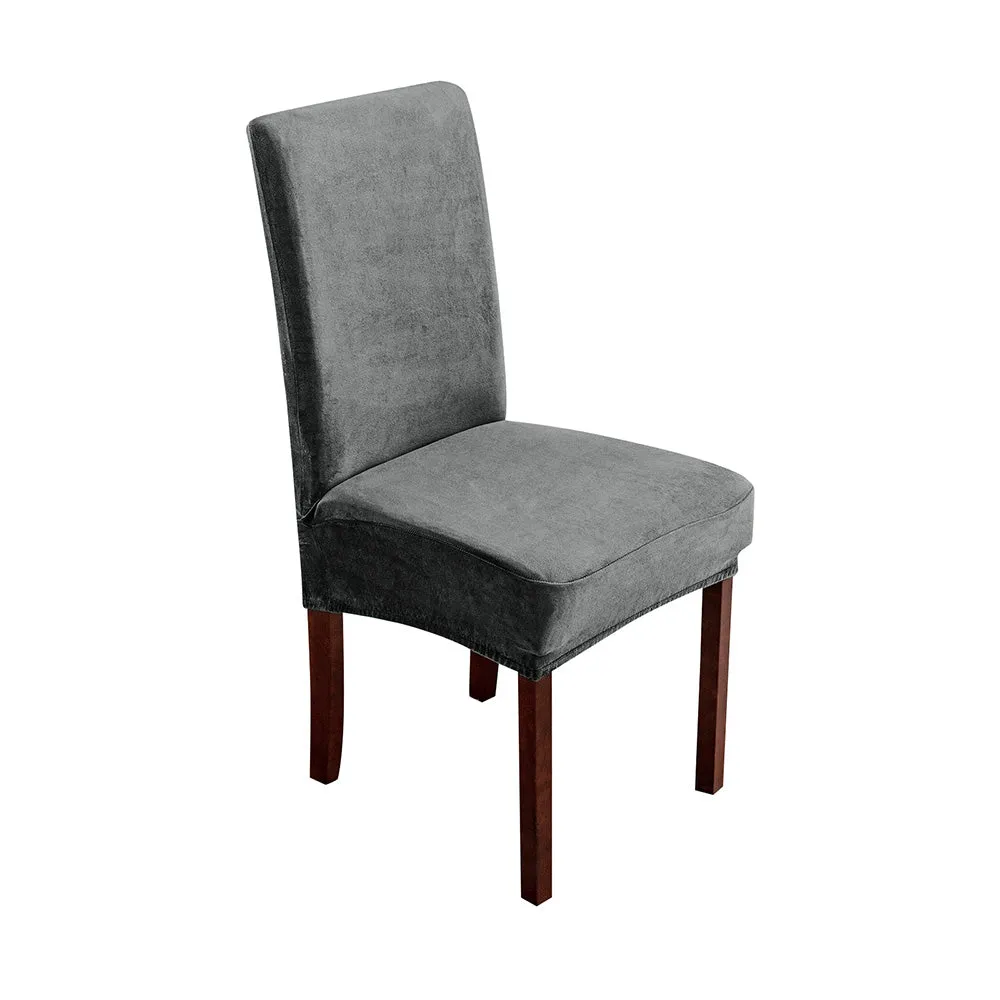 Silver Fleece Solid Color Stretch Chair Cover