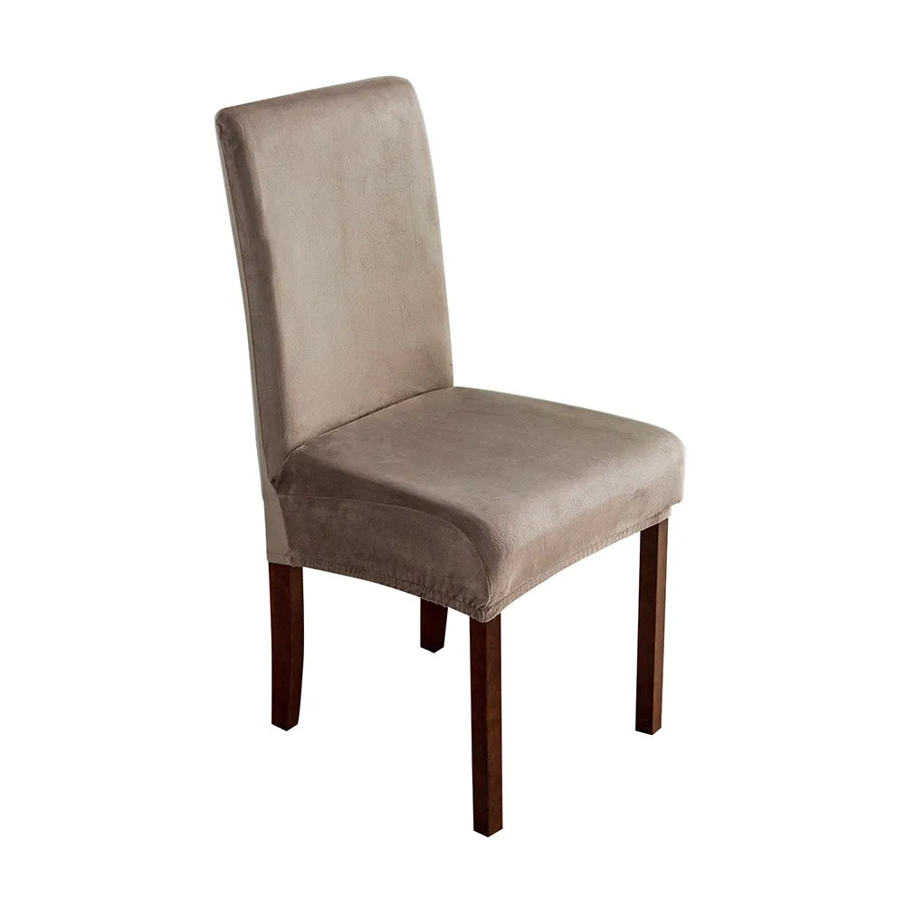 Silver Fleece Solid Color Stretch Chair Cover