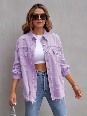 Skye - Ripped oversized denim jacket