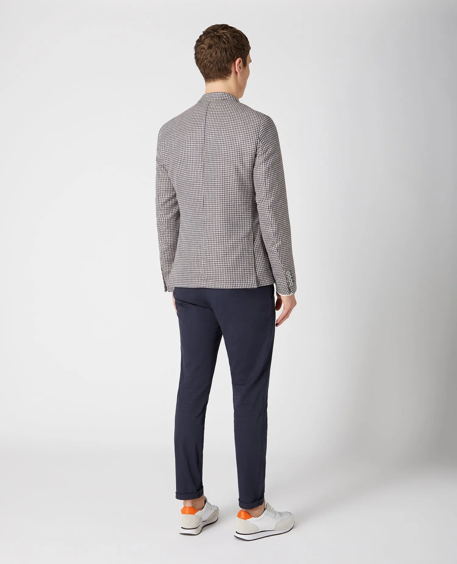 Slim Fit Checked Linen-Blend Jacket