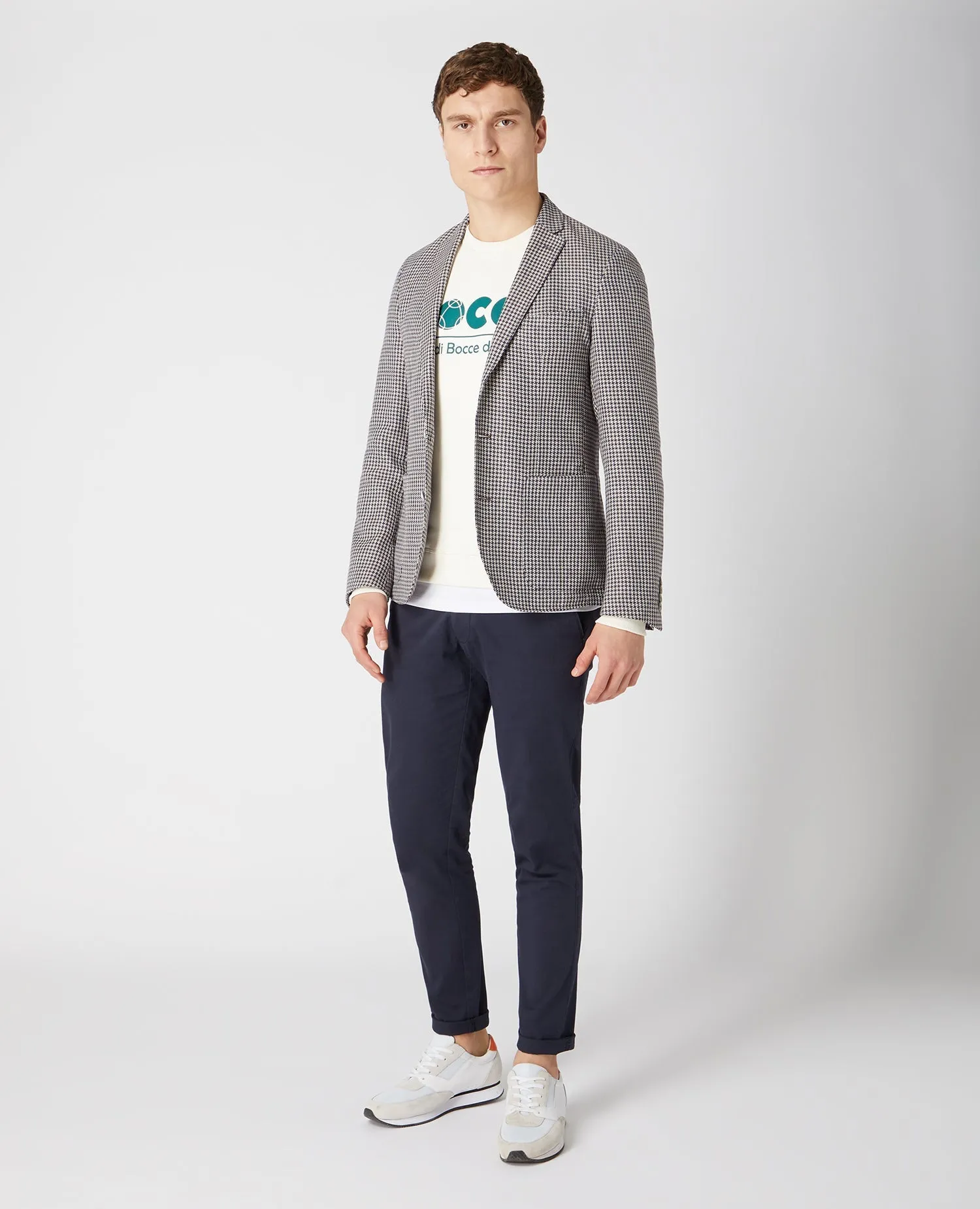 Slim Fit Checked Linen-Blend Jacket