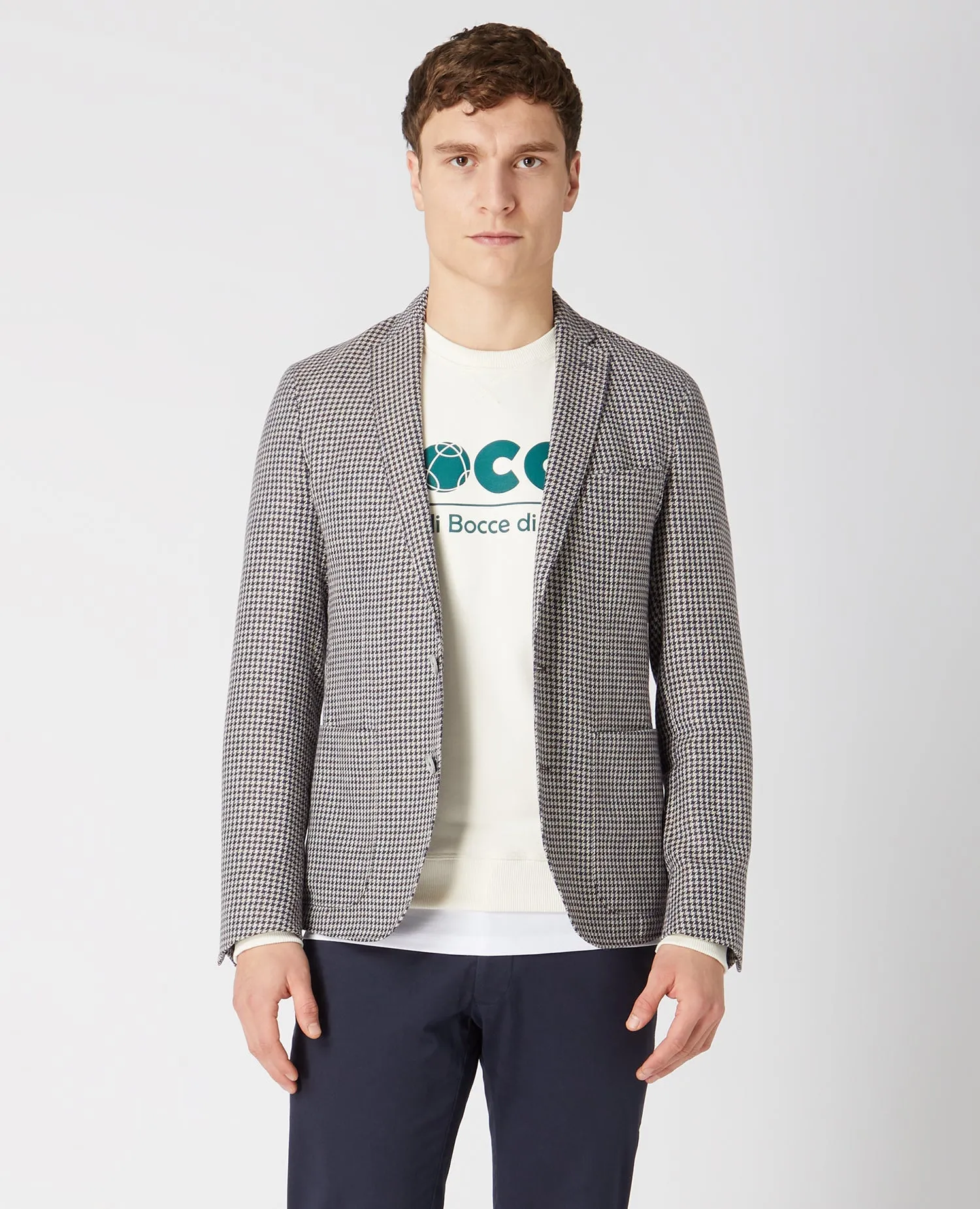 Slim Fit Checked Linen-Blend Jacket