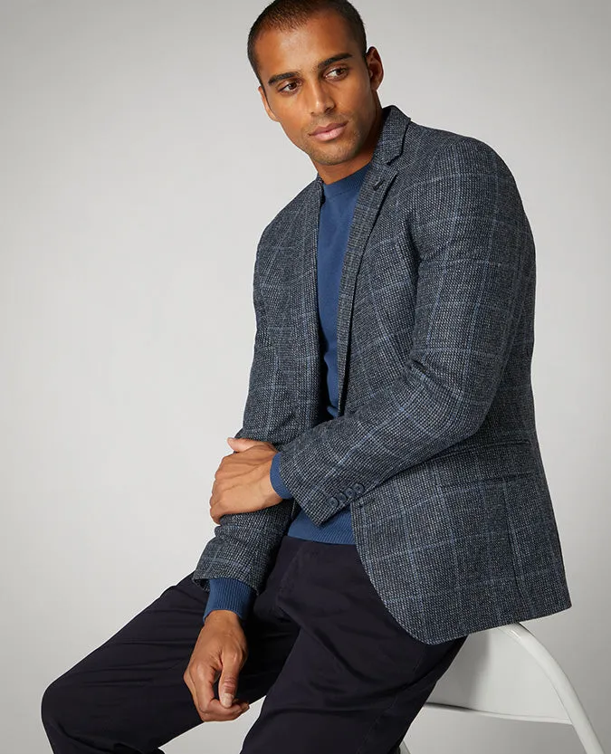 Slim Fit Checked Pure Wool Jacket