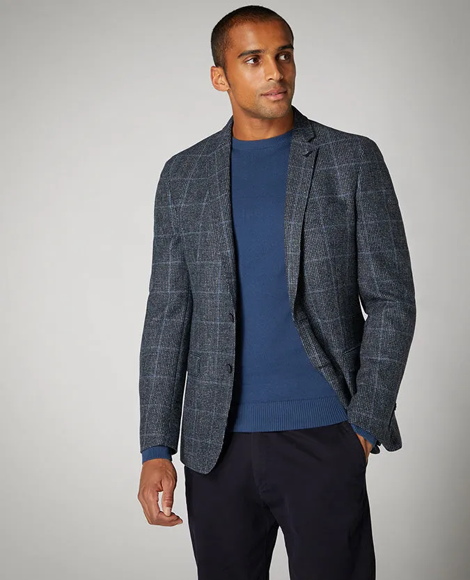 Slim Fit Checked Pure Wool Jacket