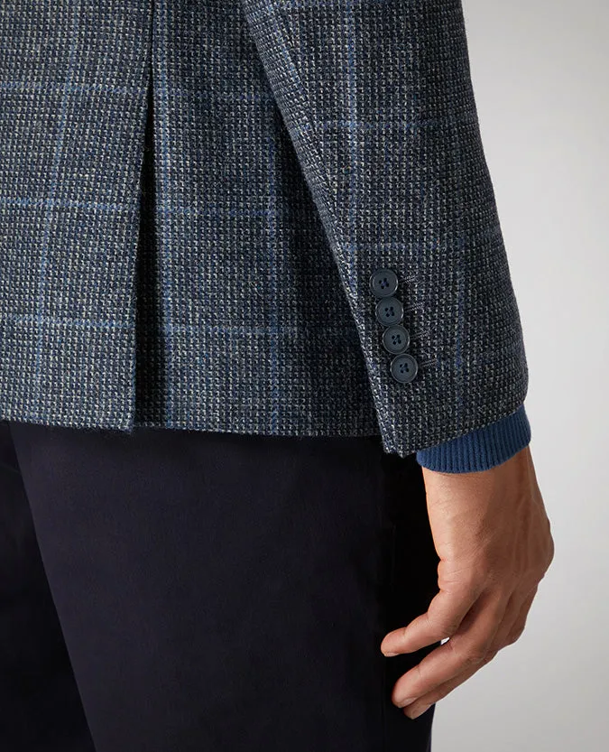 Slim Fit Checked Pure Wool Jacket