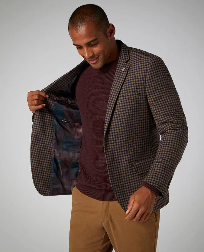 Slim Fit Checked Wool-Blend Jacket