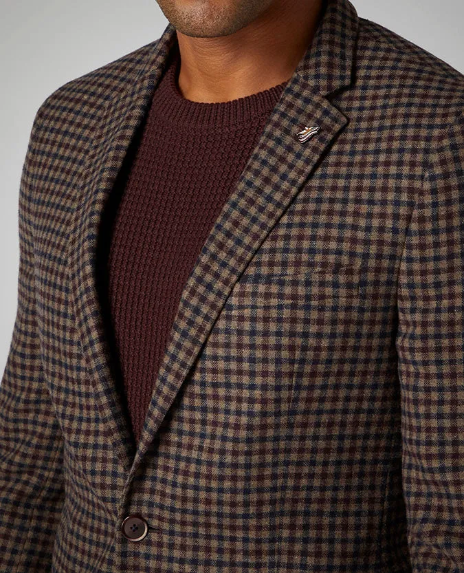 Slim Fit Checked Wool-Blend Jacket