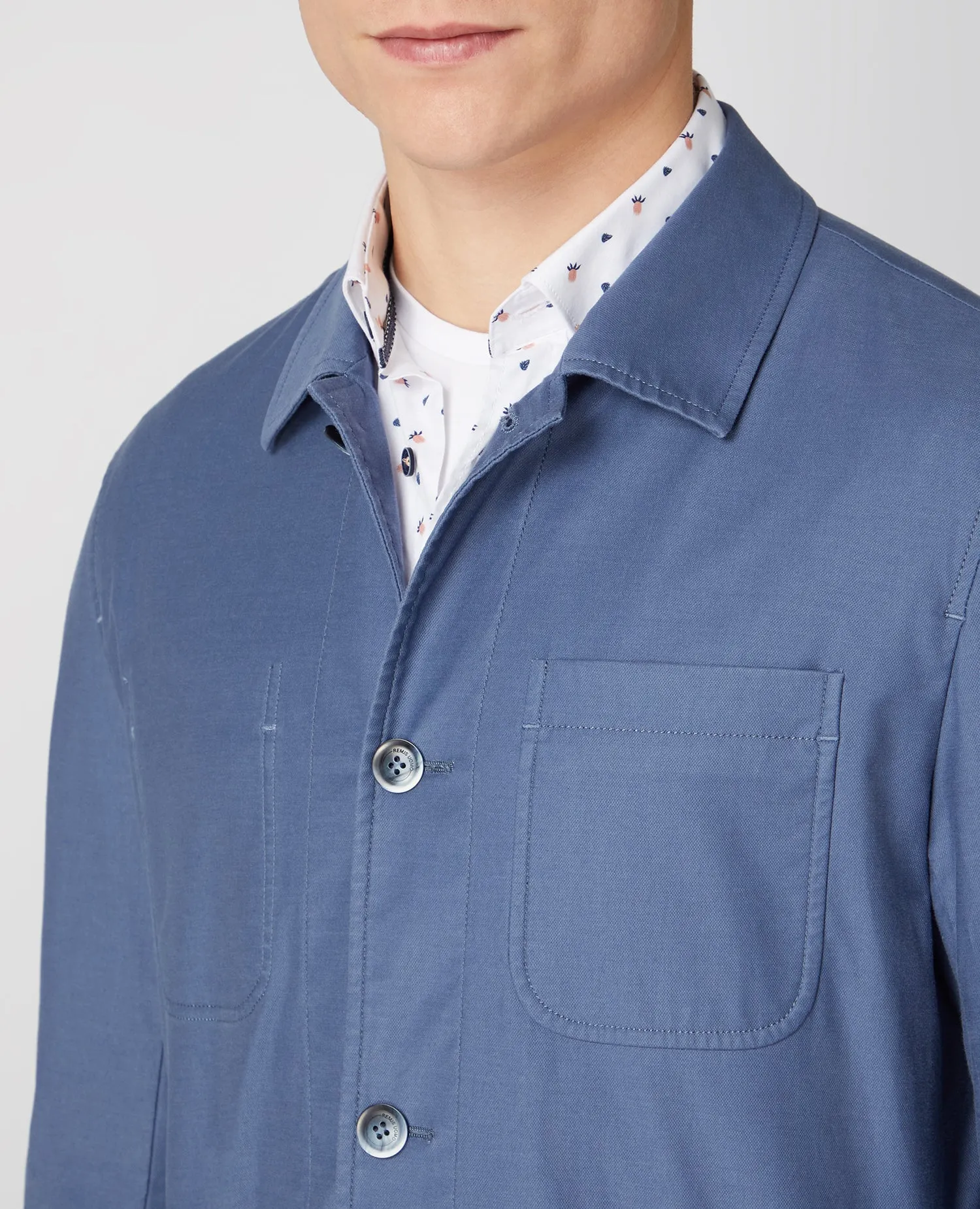 Slim Fit Cotton-Rich Stretch Overshirt Jacket