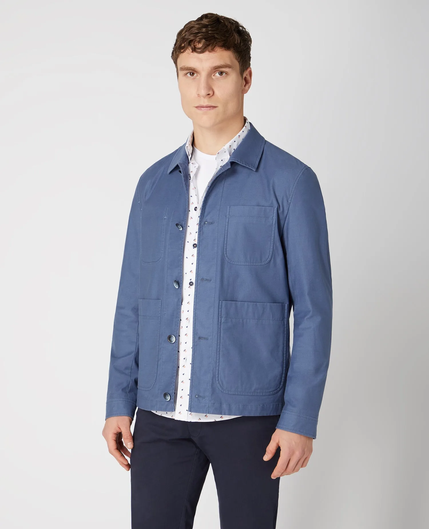 Slim Fit Cotton-Rich Stretch Overshirt Jacket