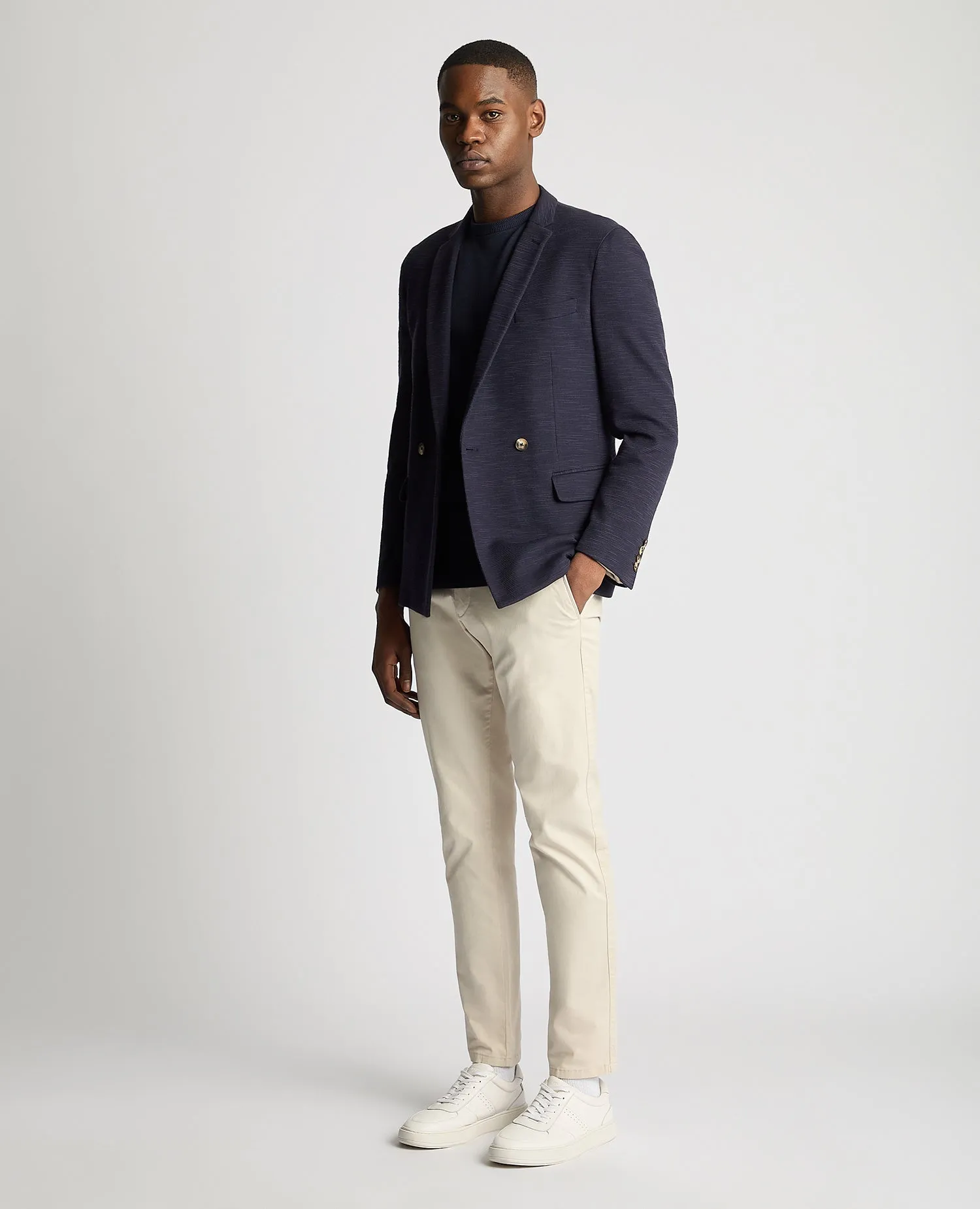 Slim Fit Cotton-Stretch Double Breasted Jacket