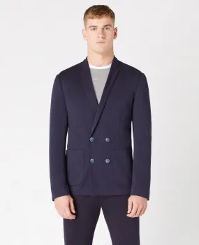 Slim Fit Double Breasted Stretch Jersey Jacket