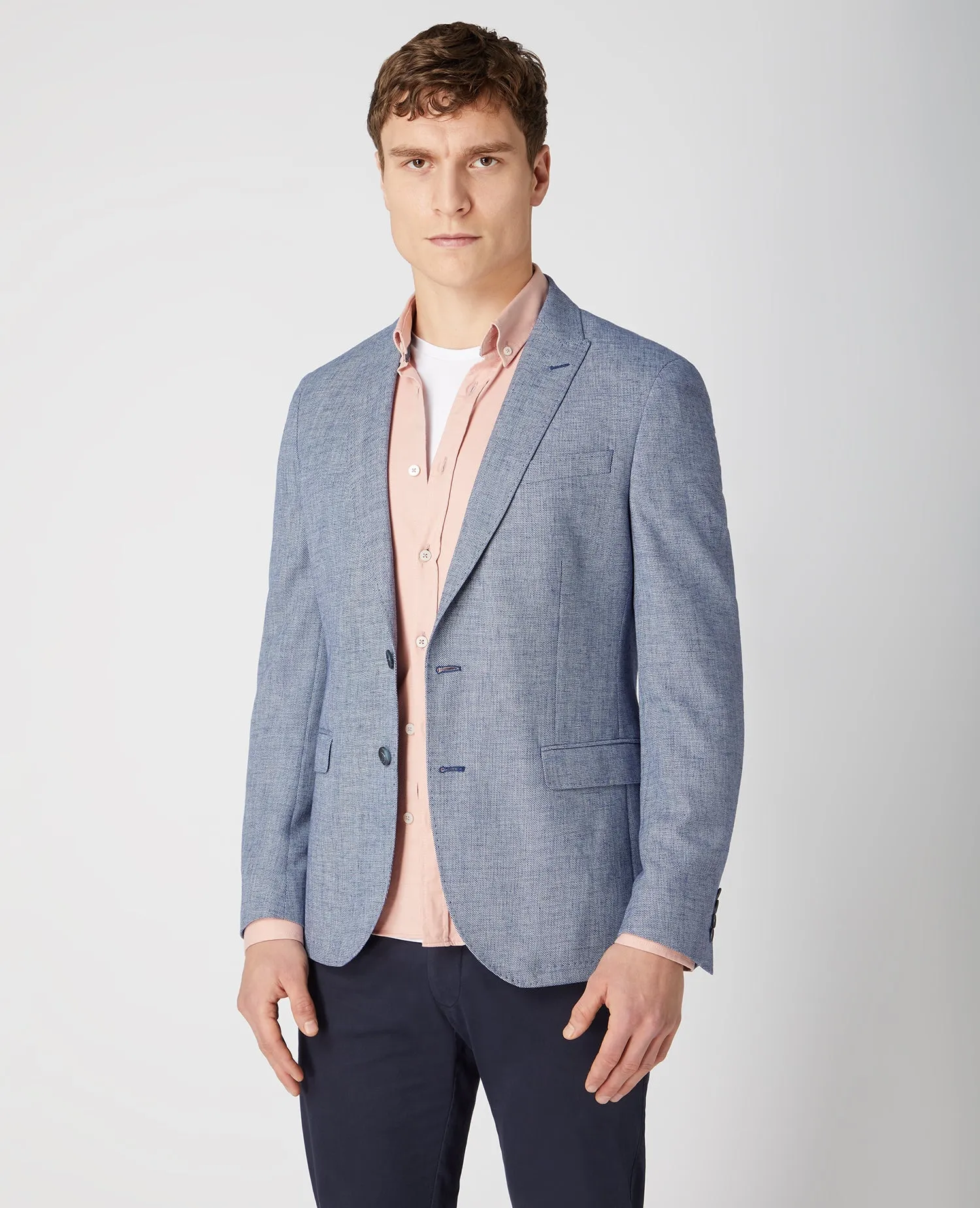 Slim Fit Linen-Blend Jacket