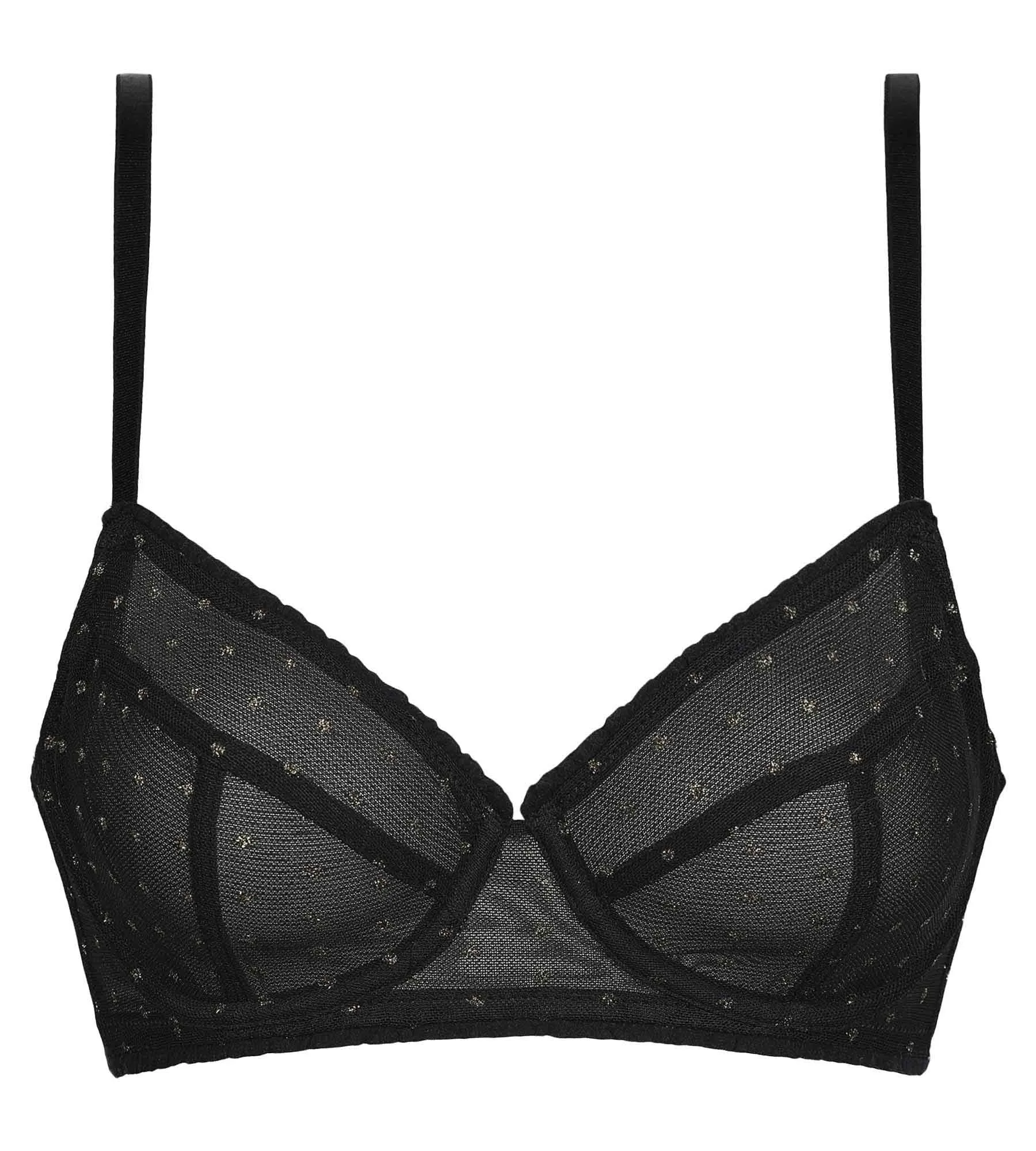 Soutien-gorge emboitant en tulle Noir et pois Lurex Dim Shiny Mesh