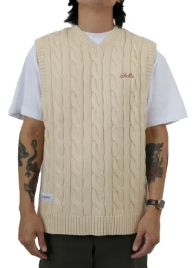 Star Cable Knit Sweater Vest - Bone