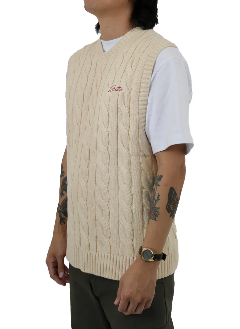 Star Cable Knit Sweater Vest - Bone