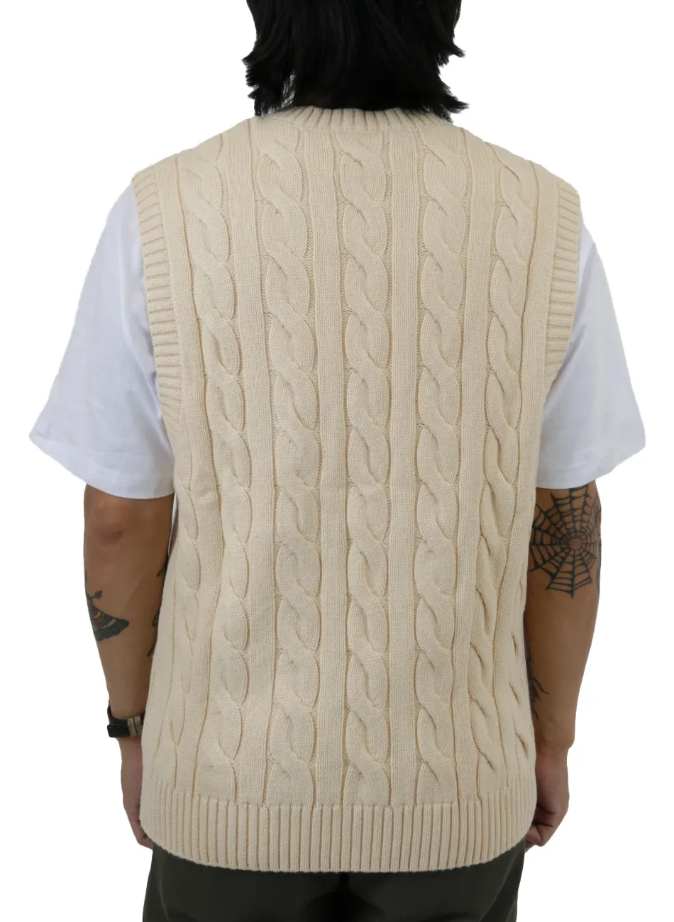 Star Cable Knit Sweater Vest - Bone