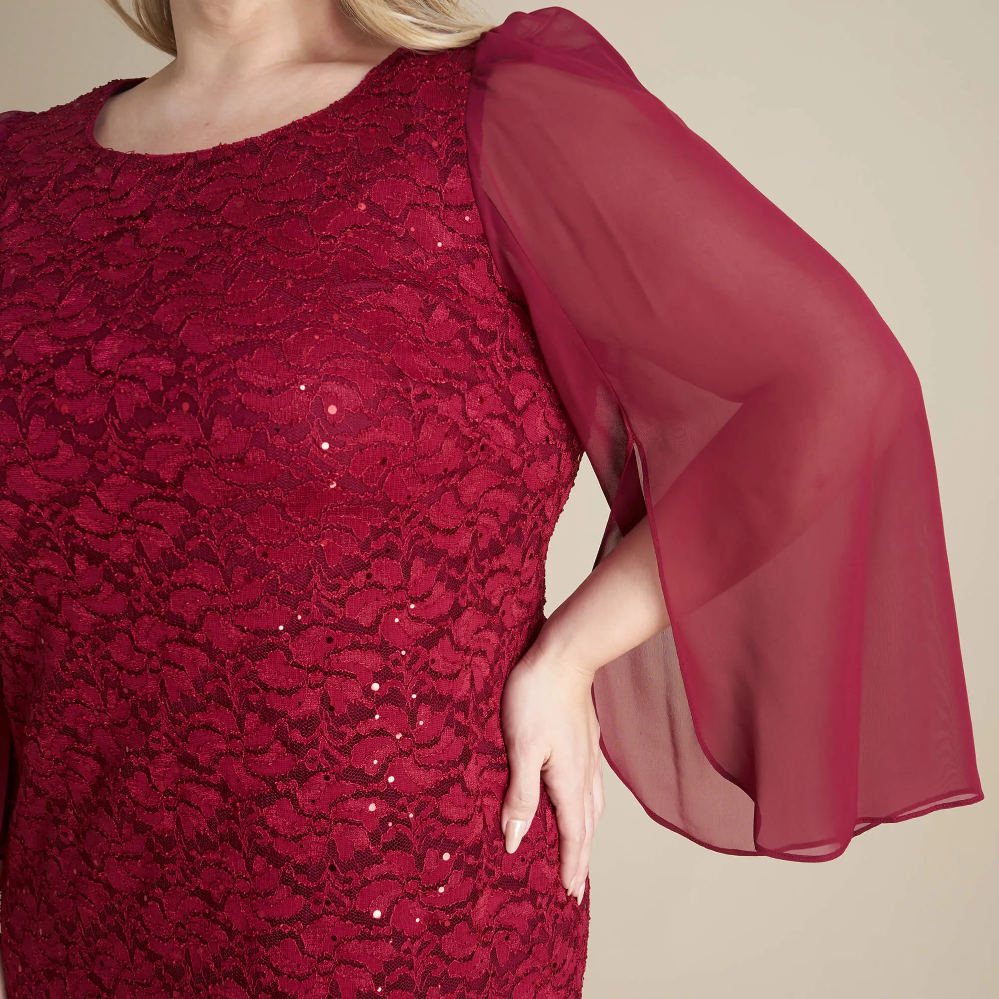 Stevie Scarlet Red Sequin Lace Dress