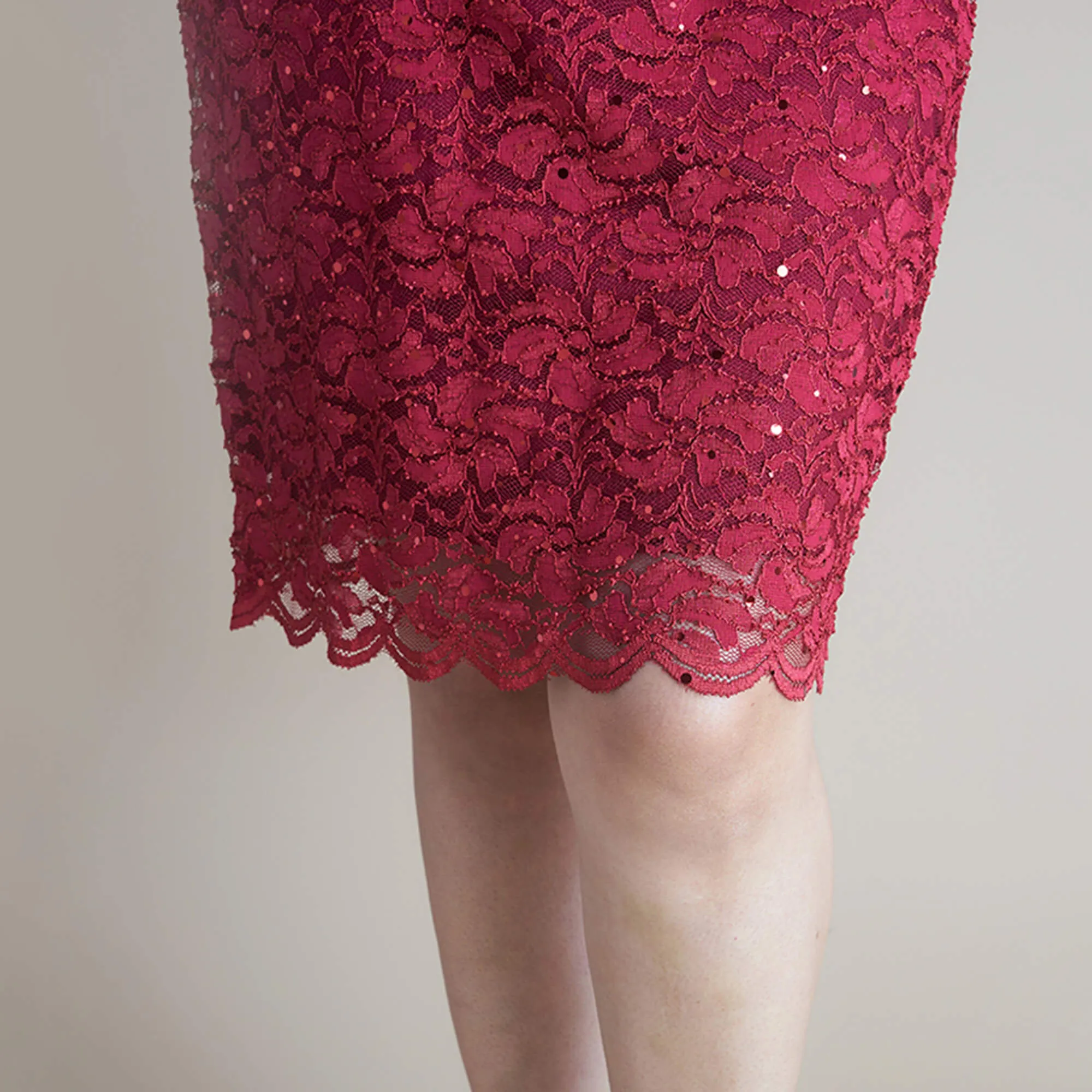 Stevie Scarlet Red Sequin Lace Dress