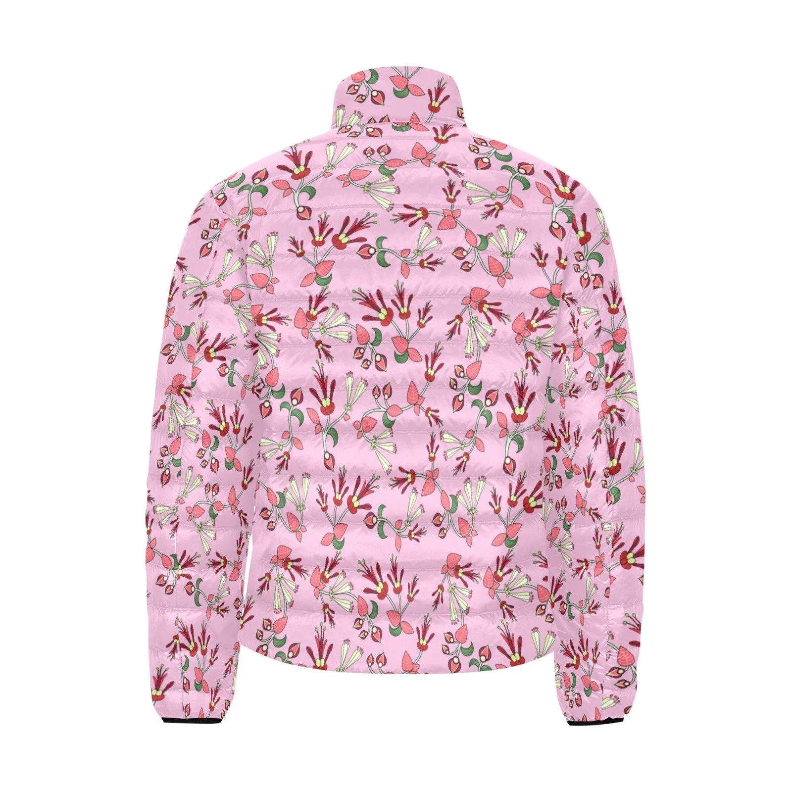 Strawberry Floral Men's Stand Collar Padded Jacket