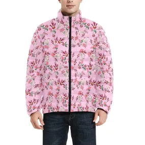 Strawberry Floral Men's Stand Collar Padded Jacket