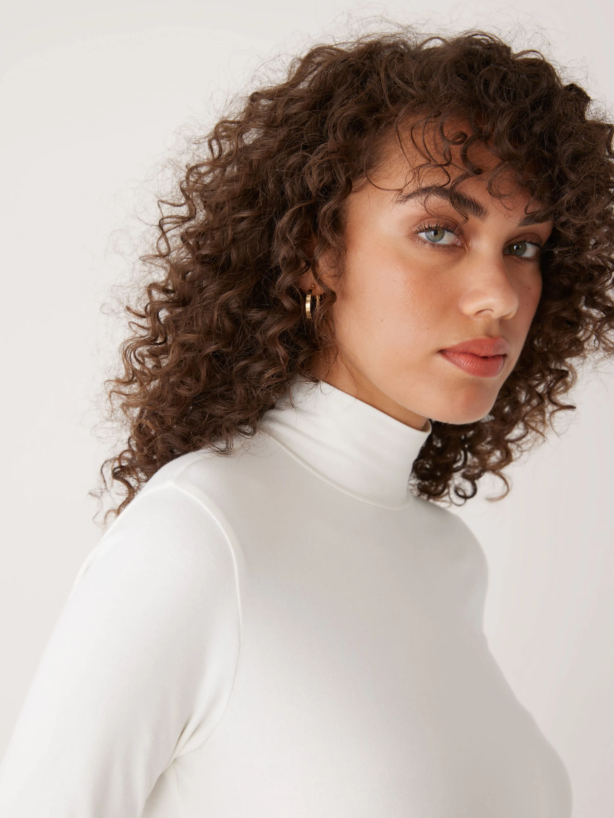 The Essential Long Sleeve Mockneck in White